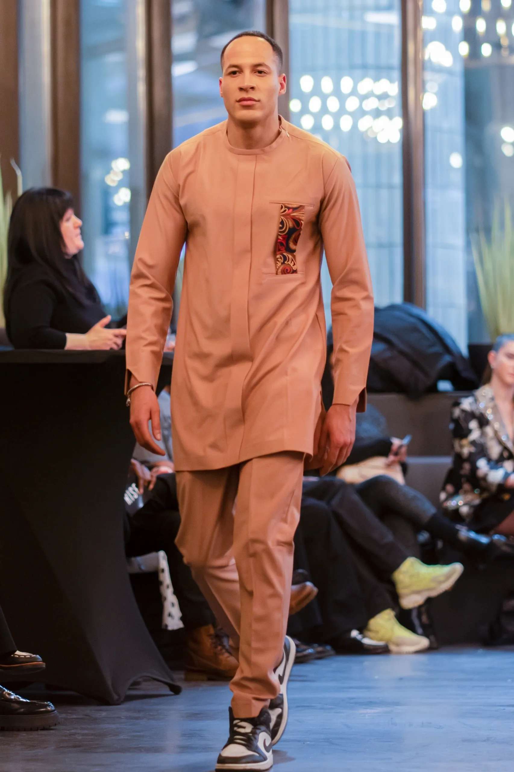 African fashion model in casual linen