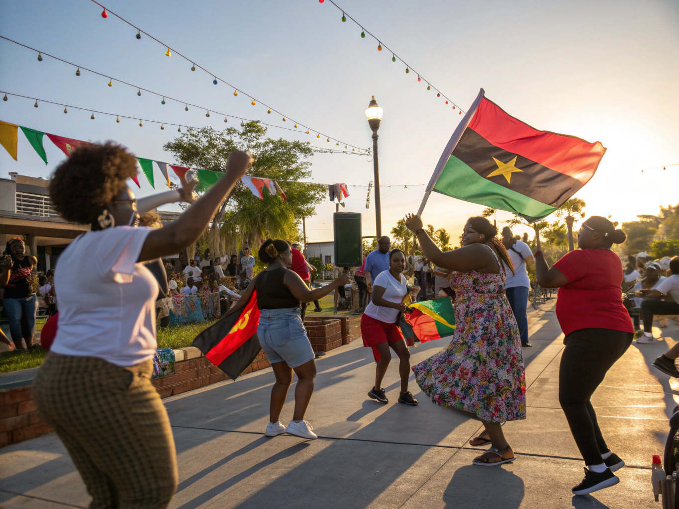 Juneteenth celebration crowd and cultural activities at Nation Tobin Park